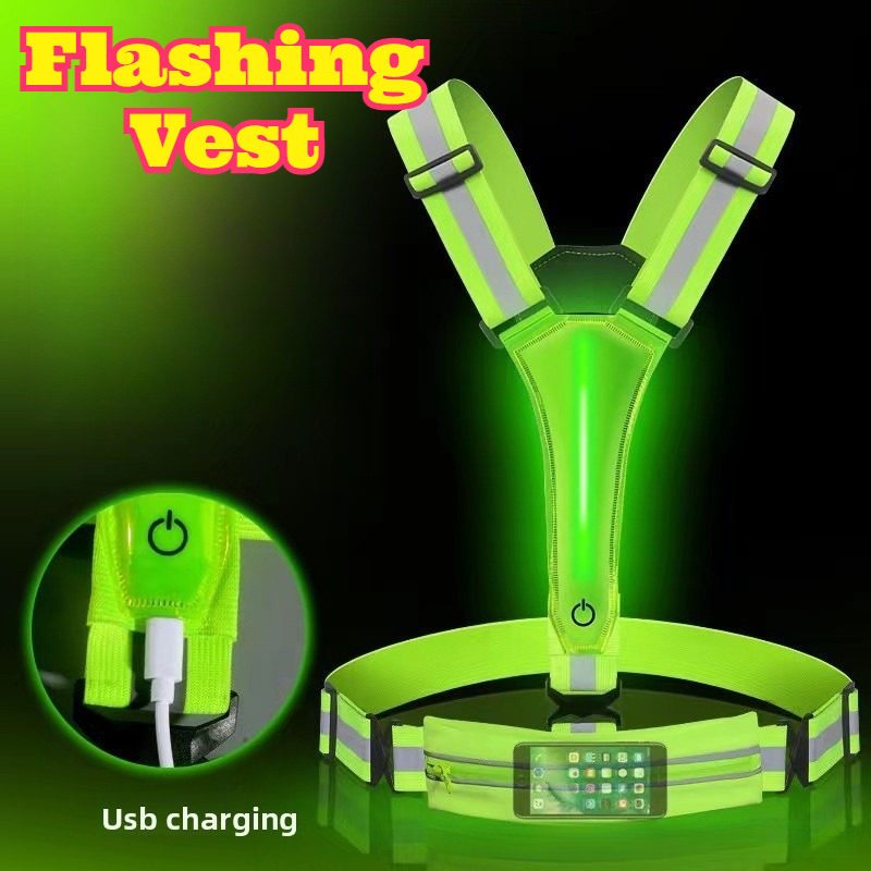 Reflective Vest Cycling - LED 発光反射ベスト高視認性フラッシュ安全チョッキ弾性通気性警告服夜間ランニングサイクリング新しい