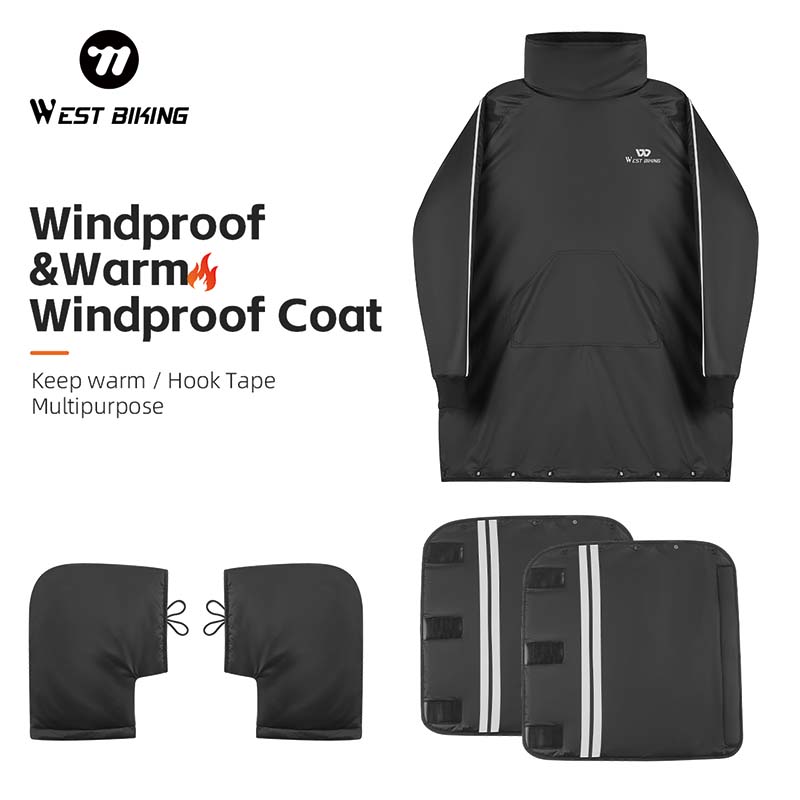 Cycling Commute Jacket - WEST BIKING 自転車通勤ジャケット 厚手で暖かいスタンドカラー 防風アウターウェア 内蔵ハンドガード付き