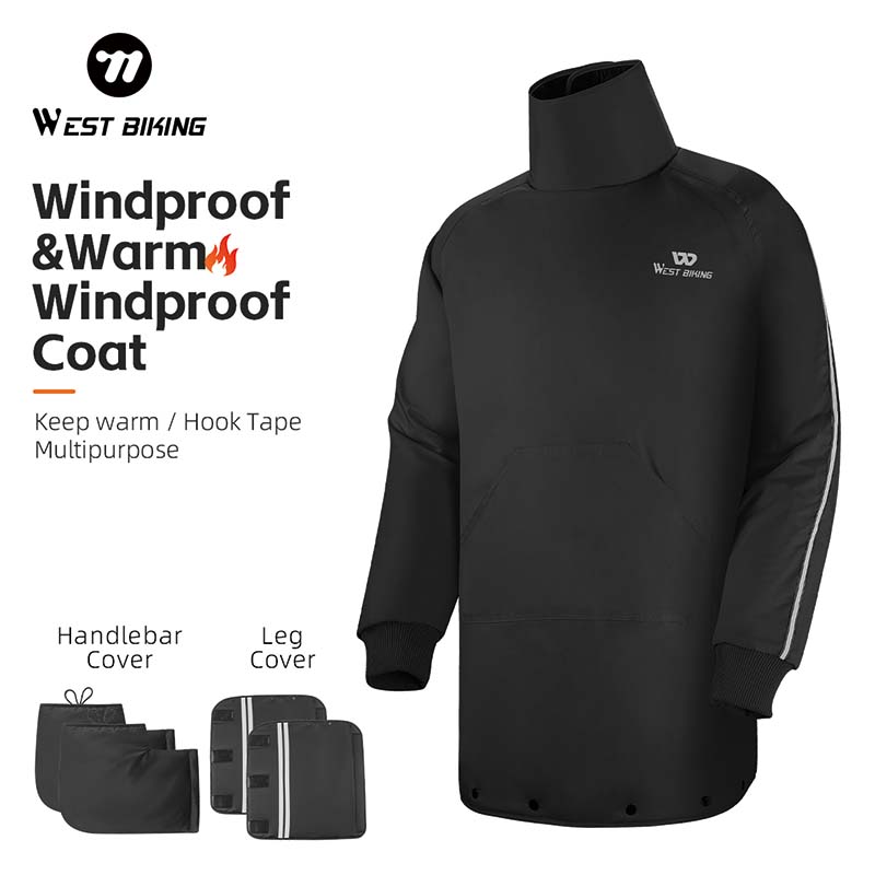 Cycling Commute Jacket - WEST BIKING サイクリング防風コート 厚手で暖かいスタンドカラーのウィンドシェル ハンドガード付き 秋冬の自転車通勤用