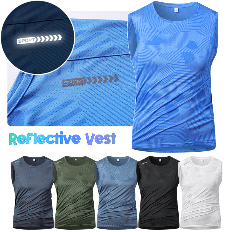 Reflective Vest Cycling - 男ランニング反射ベスト夏通気性アイスシルクフィットネススポーツサイクリングアンダーシャツ速乾性スポーツ高弾性ベスト