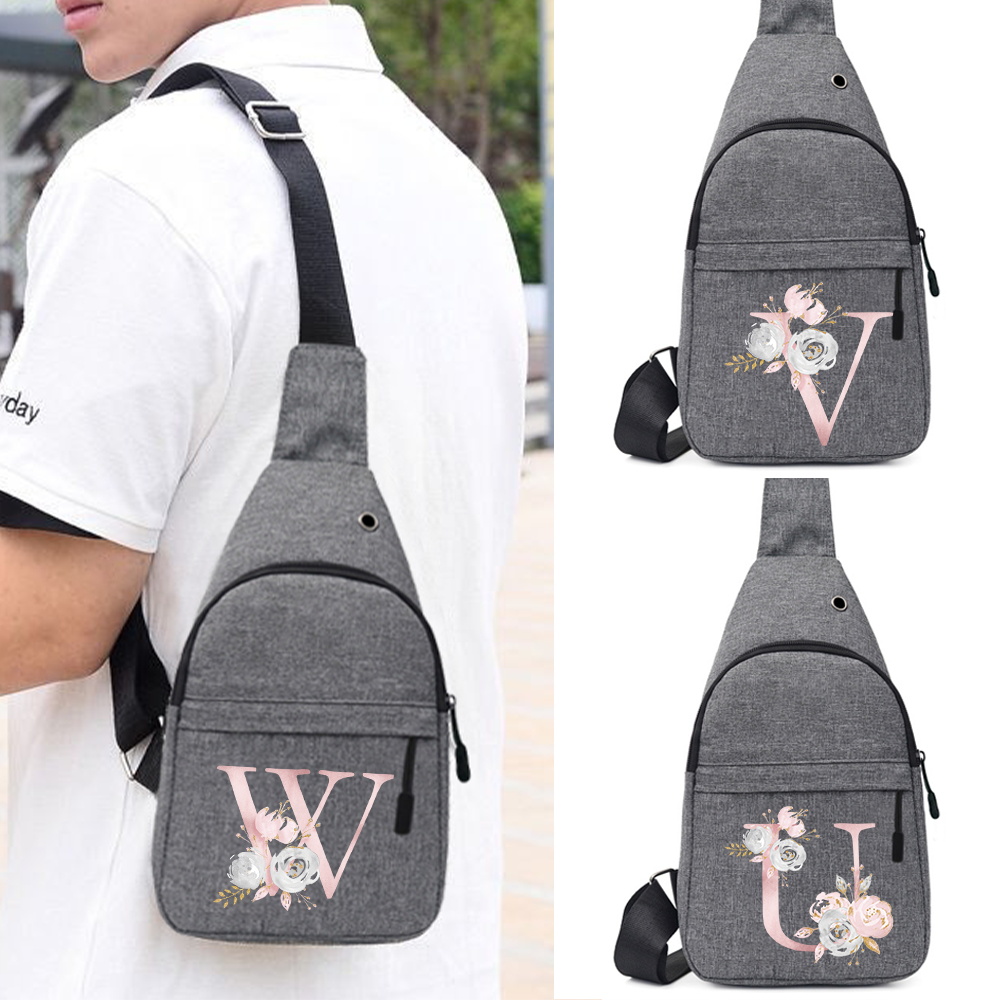 Cycling For Commute - 新しい調節可能なパッケージクロスボディバッグシングルショルダーチェストバッグピンクフラワーレタープリント雑貨収納パックサイクリング通勤