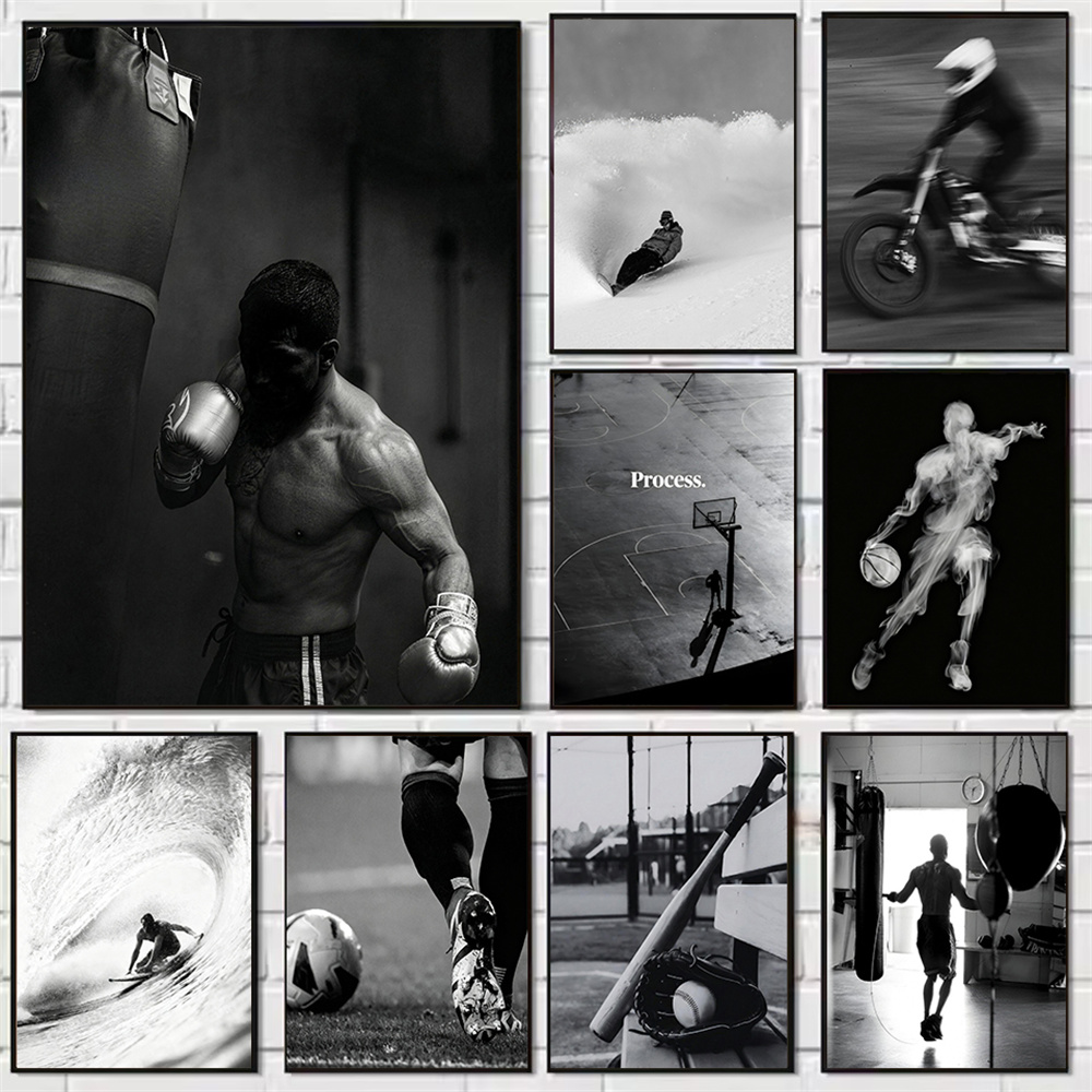 Cycling Quote - インスピレーションを与える白黒の写真の引用句、ボクシング、サイクリング、バスケットボール、キャンバス絵画、ホームフィットネスの装飾