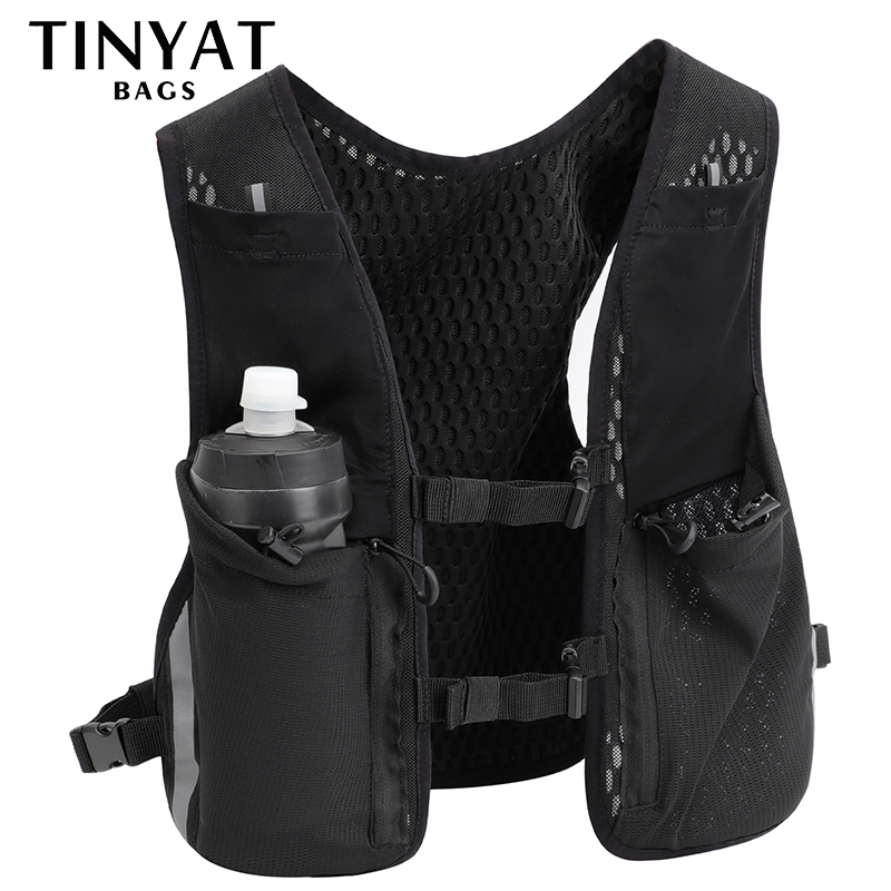 Reflective Vest Cycling - TINYAT 反射多機能ベストバッグ男性女性スポーツチェストバッグヒップホップストリート布バッグハイキングサイクリングアクセサリー