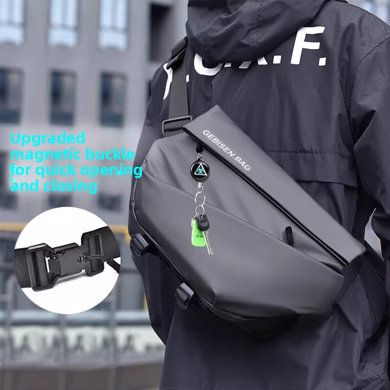Cycling For Commute - 磁気バックル付きメンズクロスボディバッグ、通勤、サイクリング、旅行用の大容量機能性スリングチェストバッグ