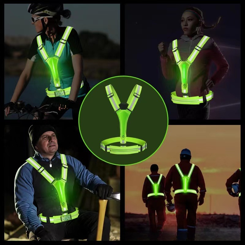 LED 発光反射ベスト高視認性フラッシュ安全チョッキ弾性通気 - Reflective Vest Cycling のレビューと価格