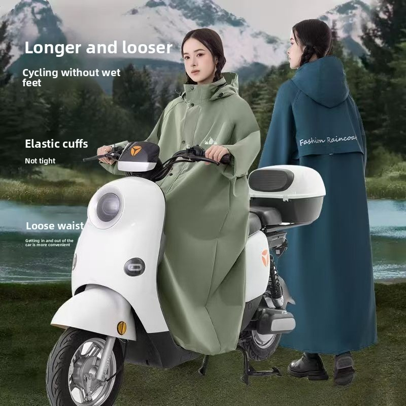 ロング丈防水トレンチスタイルレインコート、全身を覆うアウトド - Cycling Commute In Rain のレビューと価格