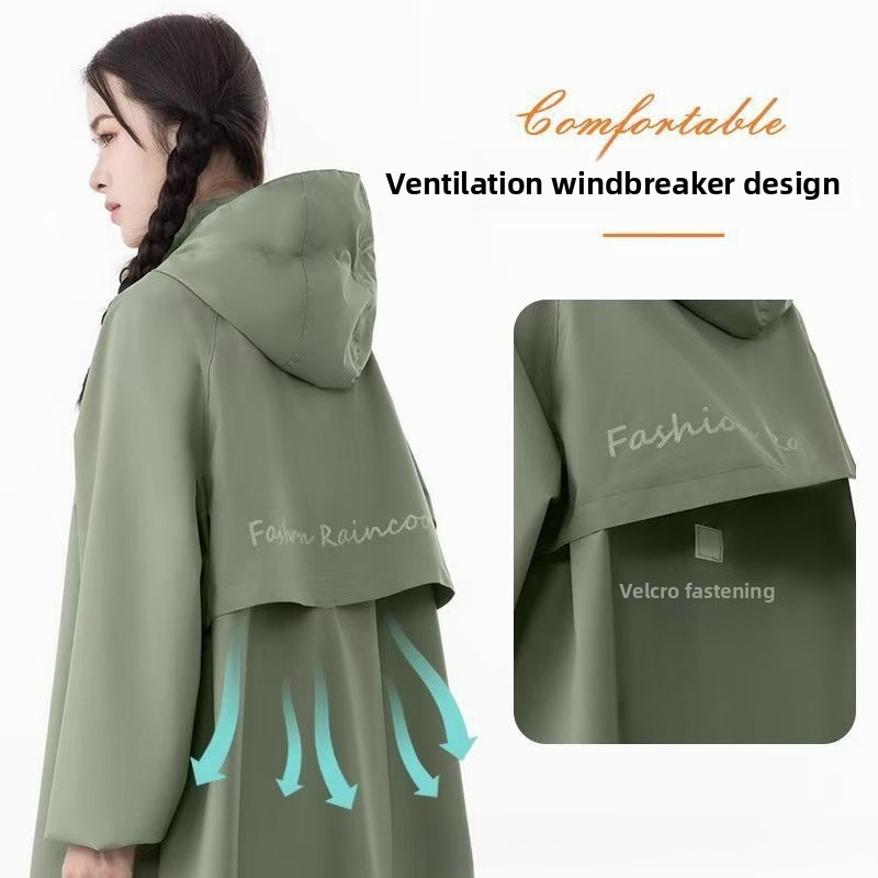 ロング丈防水トレンチスタイルレインコート、全身を覆うアウトド - Cycling Commute In Rain のレビューと価格
