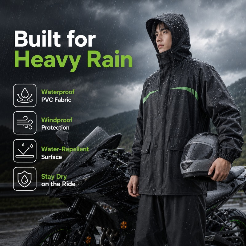 ユニセックス2ピース防水サイクリングレインスーツ – ジャケ - Cycling Commute Jacket のレビューと価格