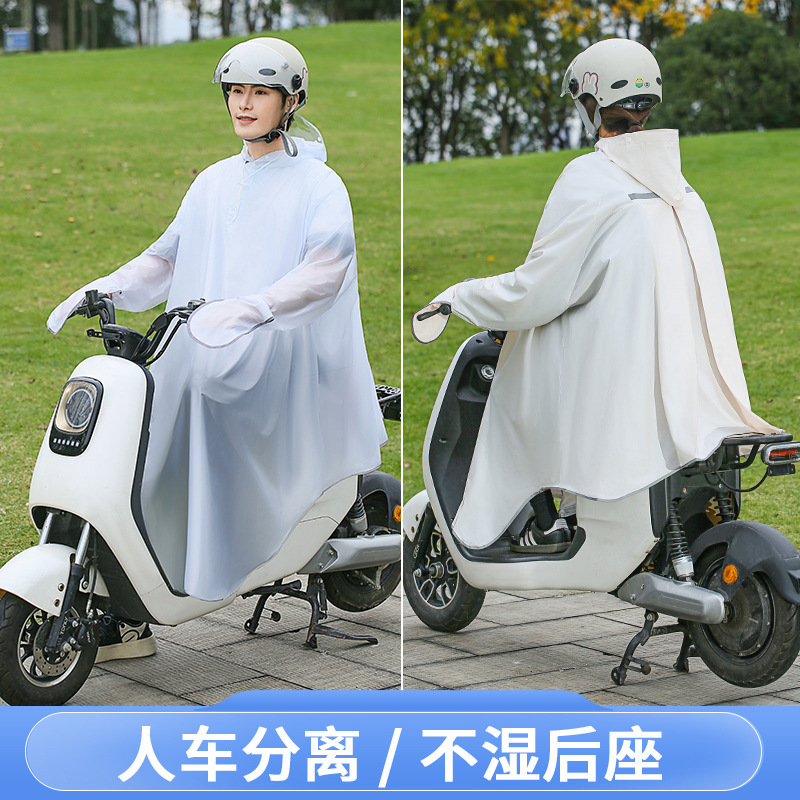 男女兼用自転車用レインポンチョ、バックパック収納ポケット付き - Cycling Commute In Rain のレビューと価格