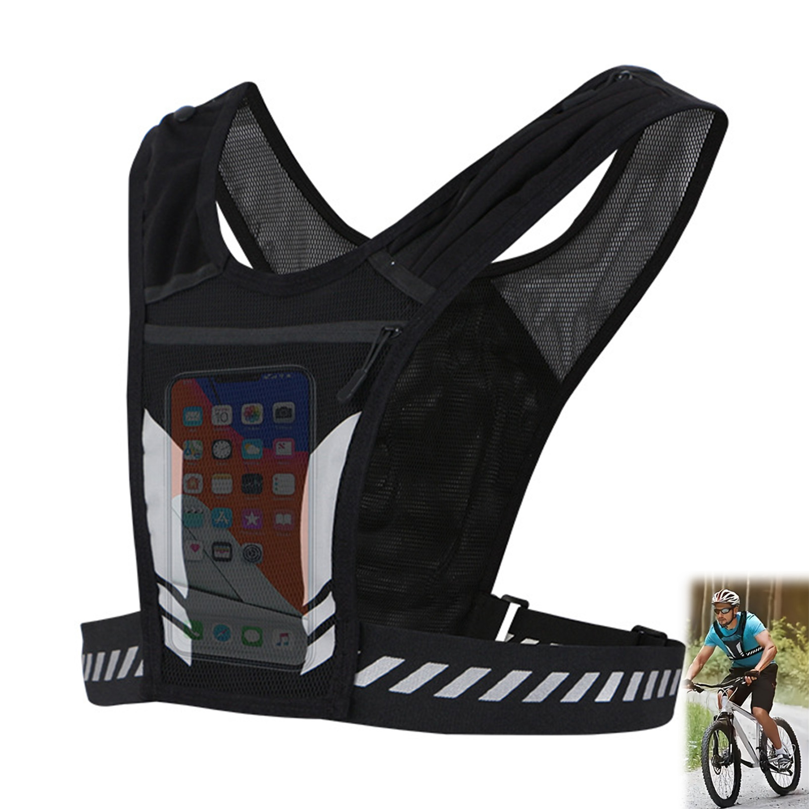 スポーツベスト電話バッグ反射サイクリングバックパック多機能ス - Reflective Vest Cycling のレビューと価格